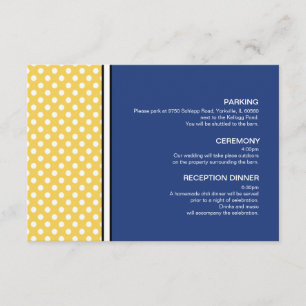 Gelber Polka Dot und Blue Wedding Card Begleitkarte