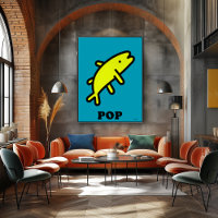 Gelber Pop Art Bold Animal Cartoon Silhouette