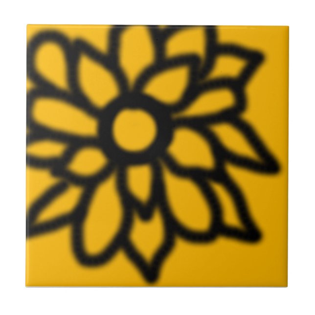 Gelber Pop Blume Fliese (Vorderseite)