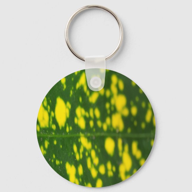 Gelber Punktmetallzirkel mit grünem Leaf Schlüsselanhänger (Vorderseite)