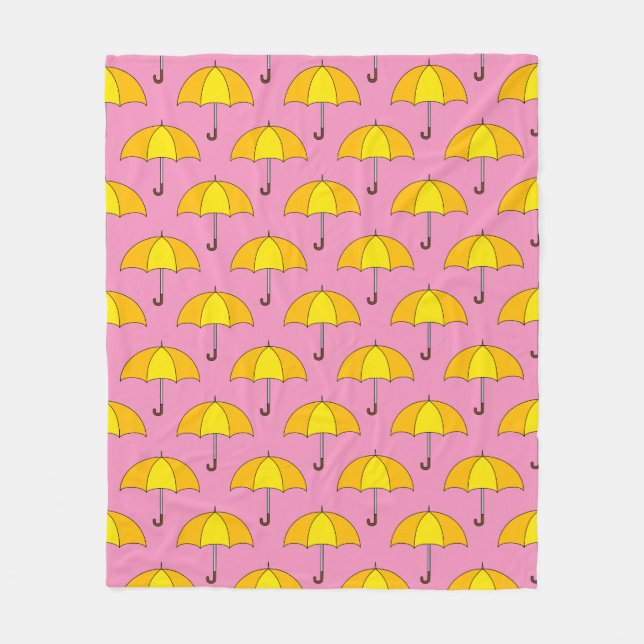 Gelber Regenschirm Fleecedecke (Vorderseite)