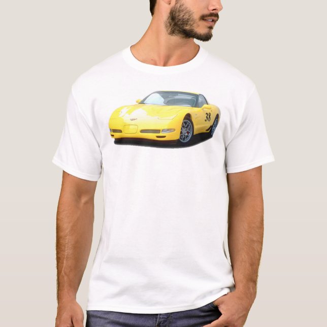 Gelber Rennwagen Korvette Z06 T-Shirt (Vorderseite)