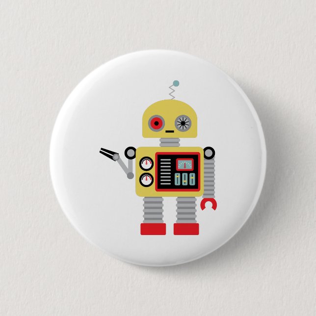 Gelber Roboter Button (Vorderseite)