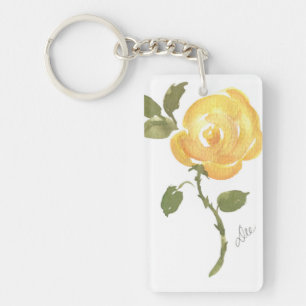 Gelber Rose Akryllischer Schlüsselanhänger