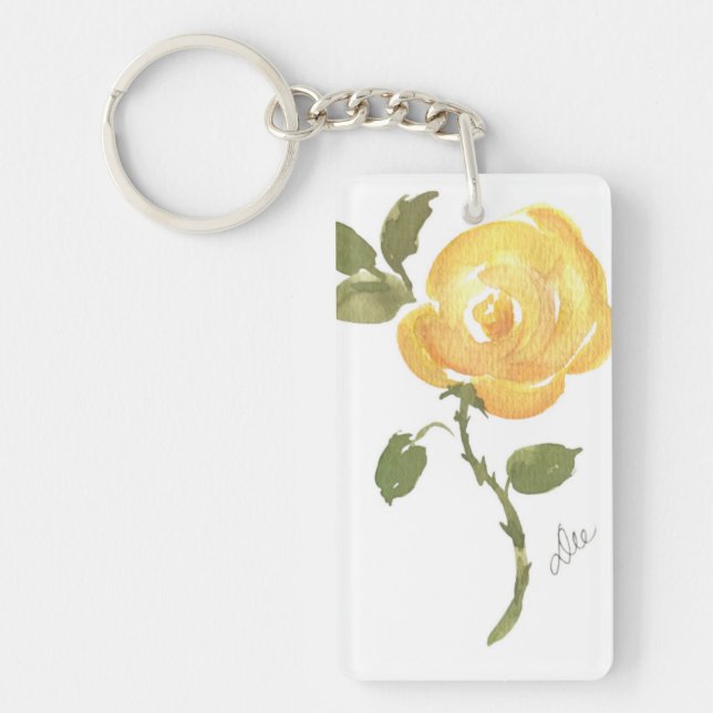 Gelber Rose Akryllischer Schlüsselanhänger (Vorderseite)