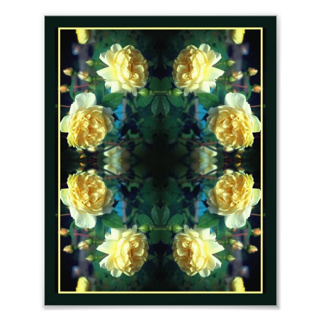 Gelber Rose Blume Spieglein Abstrakt 8x10 Fotodruck (Vorne)