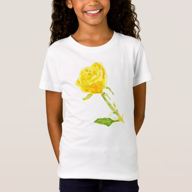Gelber Rose. Girls' Bella Jersey T - Shirt, White T-Shirt (Vorderseite)