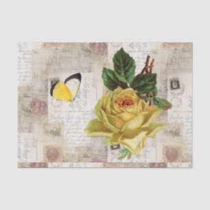 Gelber Rosen-Schmetterlings-Vintages italienisches Seidenpapier