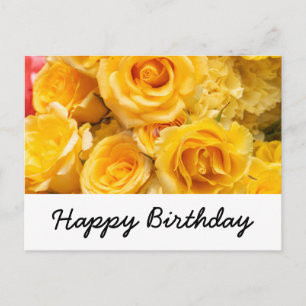 Gelber Rosenhintergrund glücklicher Geburtstag Postkarte