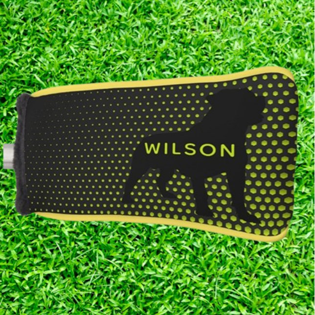 GELBER Rottweiler PUTTER Golfkopfabdeckung Golf Headcover (Keep your club safe and show off your love for Rottweilers on the green!)