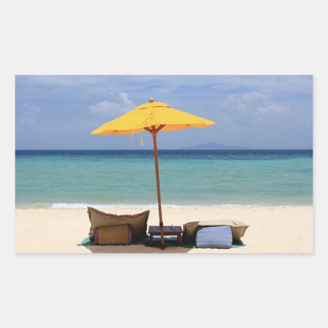 Gelber Schirm Rechteckiger Aufkleber (Vorderseite)