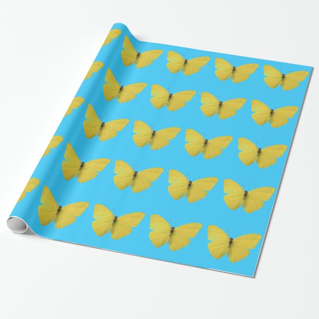 Gelber Schmetterling Geschenkpapier (Ungerollt)
