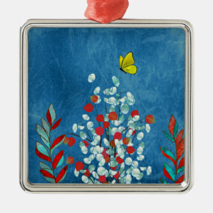 Gelber Schmetterling Ornament Aus Metall