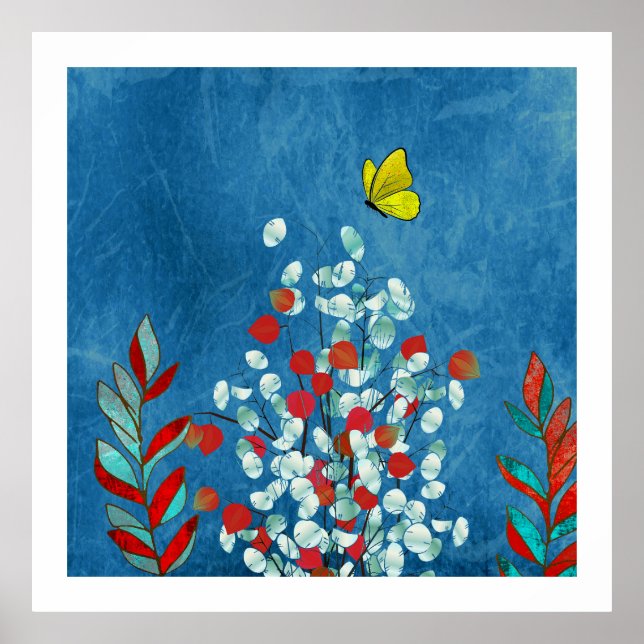 Gelber Schmetterling Poster (Vorne)