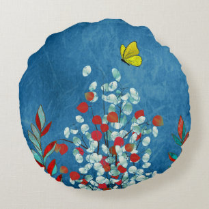 Gelber Schmetterling Rundes Kissen