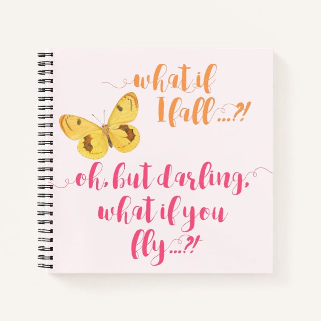 Gelber Schmetterling - Was ist, wenn ich falle? In Notizbuch (Vorderseite)
