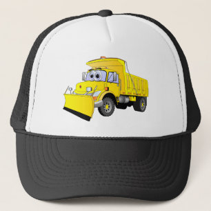 Gelber Schneepflug-Cartoon Truckerkappe