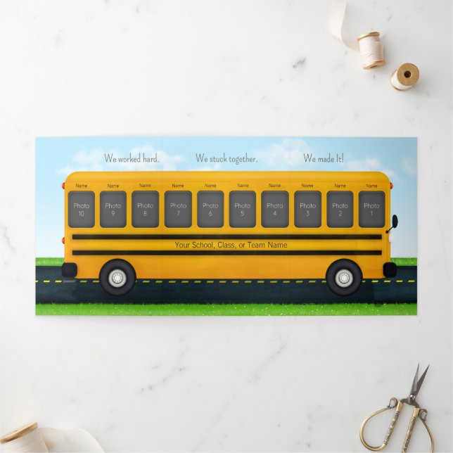 Gelber Schulbus 10 Fotos für Lehrer oder Trainer Dreifach Gefaltete Karte (Außenbereich)