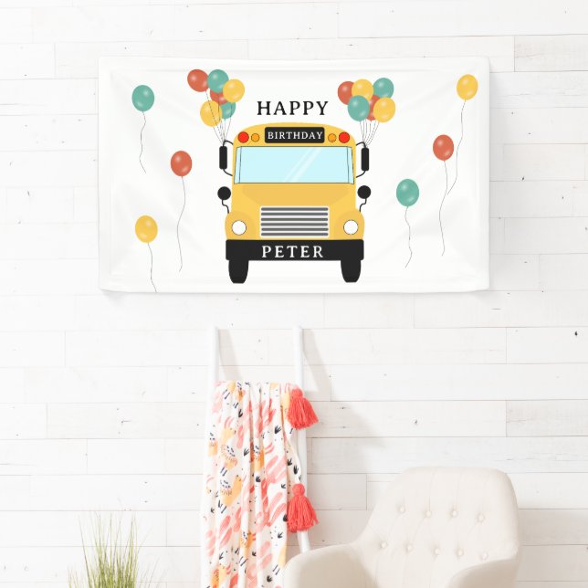 Gelber Schulbus Kindergeburtstagsfeier Banner (Insitu)