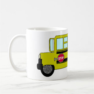 Gelber Schulbus mit Stoppschild Kaffeetasse