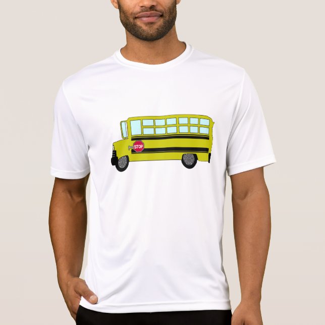 Gelber Schulbus mit Stoppschild T-Shirt (Vorderseite)