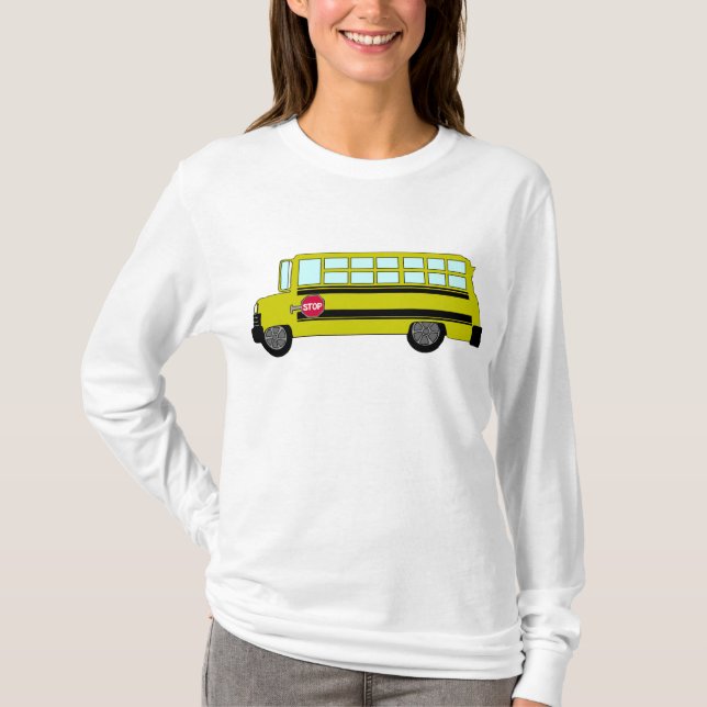 Gelber Schulbus mit Stoppschild T-Shirt (Vorderseite)