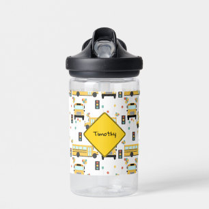 Gelber Schulbus-Party-Kinder Individueller Name Trinkflasche