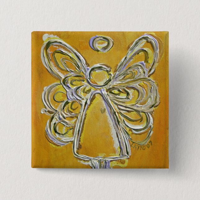Gelber Schutzengel Individueller Feiertags Button  (Vorderseite)