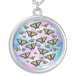 Gelber Schwalbenschlauch Schwanz Butterfly Versilberte Kette