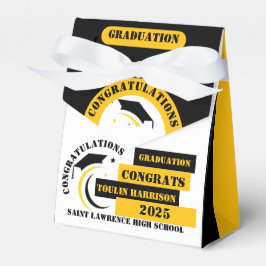 Gelber Schwarz-weißer Abschluss 2025 Benutzerdefin Geschenkschachtel