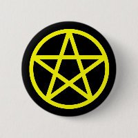 Gelber schwarzer fester Pentagramm-Knopf