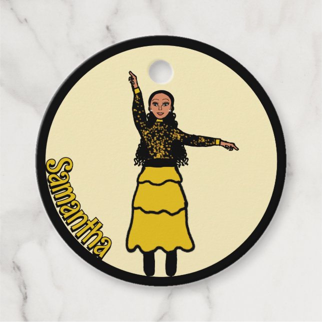 Gelber schwarzer Tiered Dancer #2 Geschenkanhänger (Vorderseite)