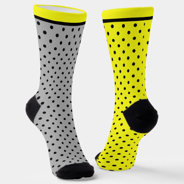Gelber Schwarzpolster-Punkt Socken (Gewinkelt)