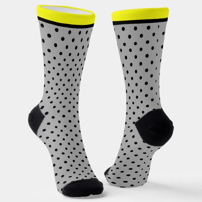 Gelber Schwarzpolster-Punkt Socken (Gewinkelt)