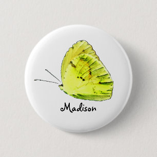 Gelber Schwefel-Schmetterlings-personalisierter Button