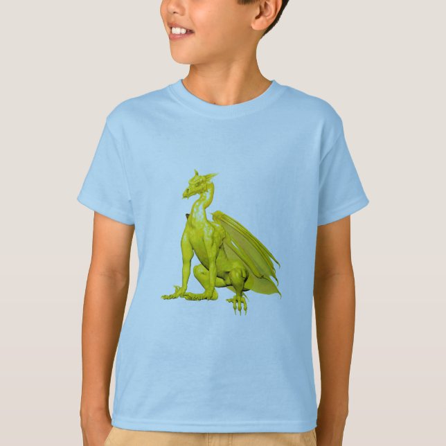 Gelber Sitzdrache T-Shirt (Vorderseite)