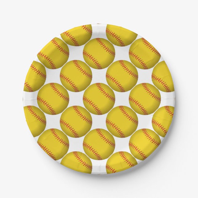 Gelber Softball Pappteller (Vorderseite)
