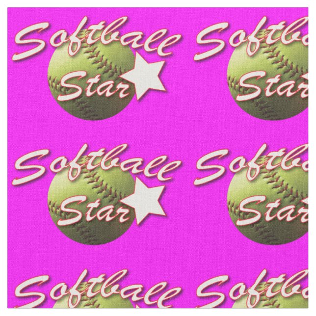 Gelber Softball-Stern auf Rosa Stoff (Nahaufnahme)