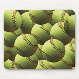 Gelber Softball tapeziert Mousepad