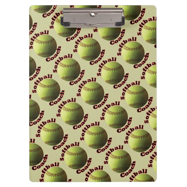 Gelber Softball-Trainer Klemmbrett (Vorderseite)