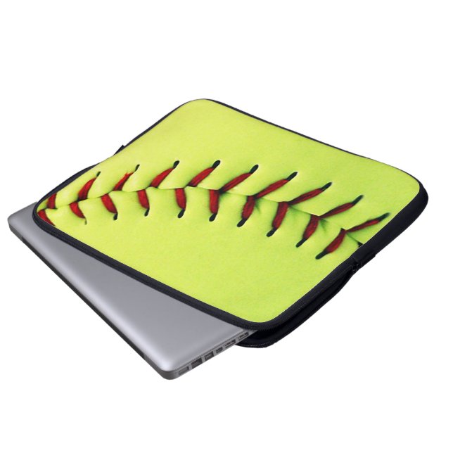 Gelber Softballball Laptopschutzhülle (Vorne Knopf)