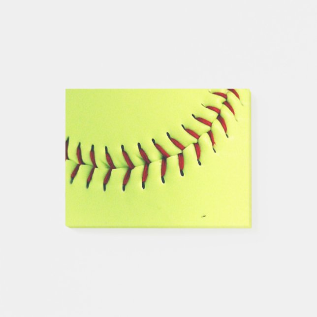 Gelber Softballball Post-it Klebezettel (Vorderseite)