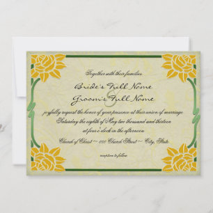 Gelber Sommer Vintage Blumen Hochzeit Einladung