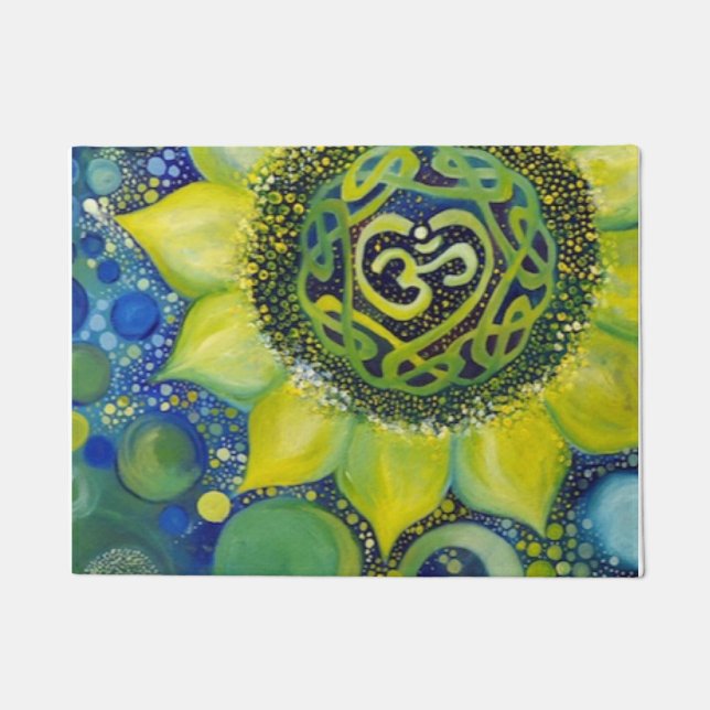 Gelber Sonnenblume-Krone Chakra Entwurf Fußmatte (Vorderseite)