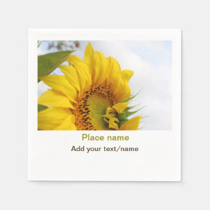 Gelber Sonnenblumengarten Foto Text Name Reise Serviette