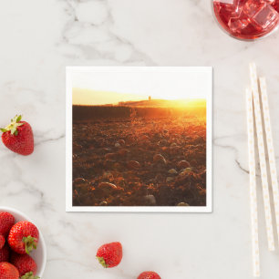 Gelber Sonnenuntergang Kürbisfeld Serviette