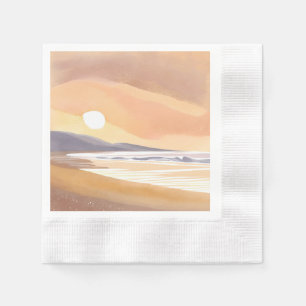 Gelber Sonnenuntergang Strand Aquarell luftige M Serviette