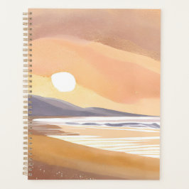 Gelber Sonnenuntergangsstrand | Aquarell luftige M Planer