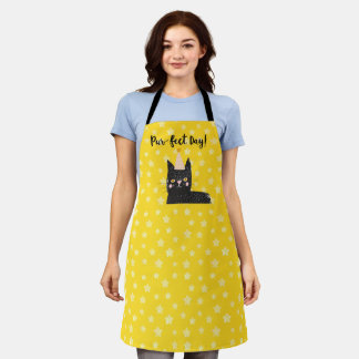 Gelber Stern Schwarze Katze Perfekter Tag Tier Schürze