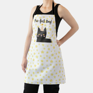 Gelber Stern schwarze Katze Perfekter Tag Tier Schürze